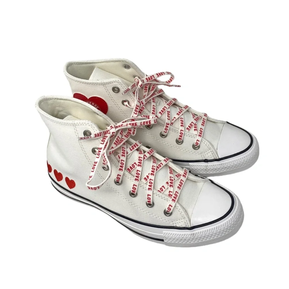 Converse Chuck Taylor High Sneakers Canvas Women's Kids Shoes Red White A02655F - Picture 4 of 10